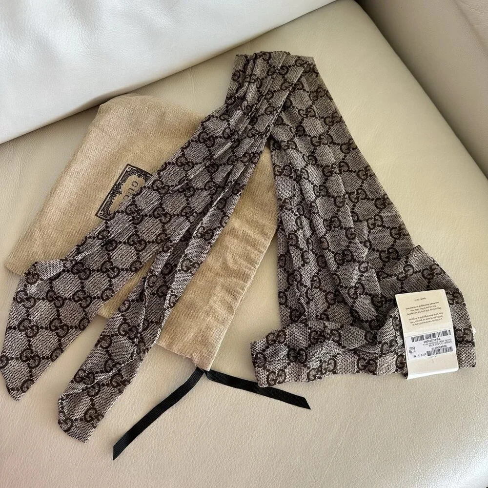NEW Gucci Tights Brown GG Print Supreme Size M - Picture 5 of 8